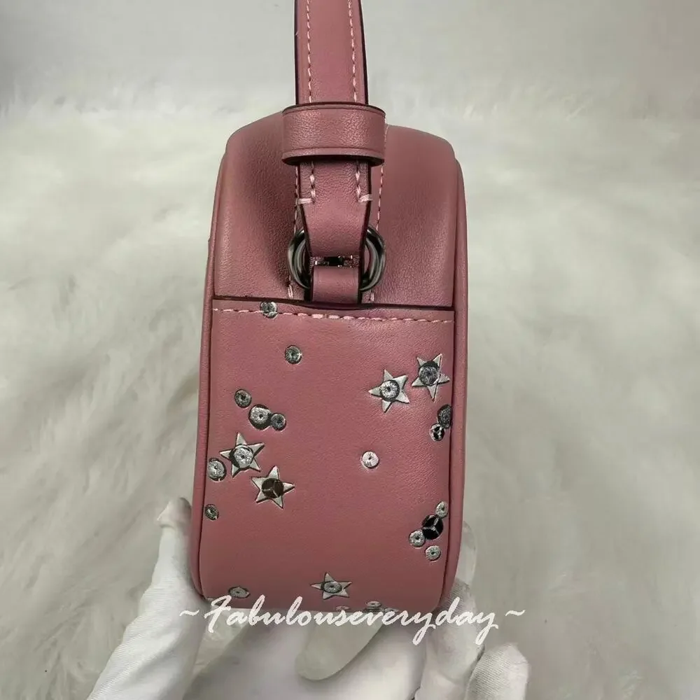 Coach Mini Jamie Camera Bag Crossbody With Star Print/Sv/Dusty Pink CCI73 NWT